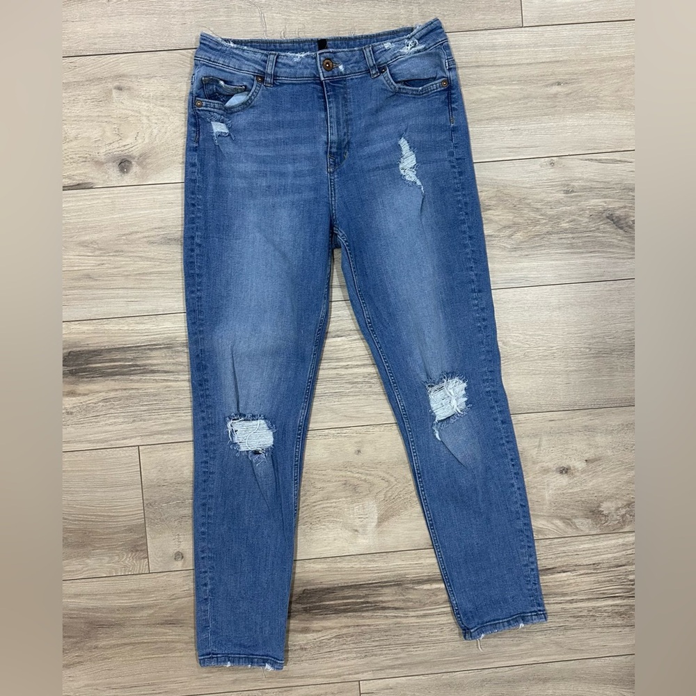 H&M Blue Distressed Boyfriend Jeans